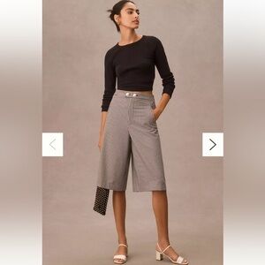 NWT Maeve Tailored Culotte Shorts Houndstooth Black White Size 8